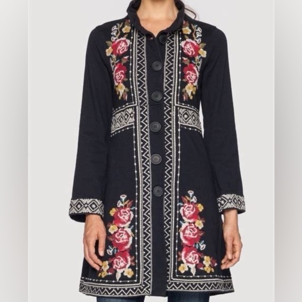 Johnny Was Los Angeles Embroidered Military Coat CGR